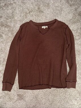 Madewell Women's Waffle Knit Long Sleeve Top - Brown